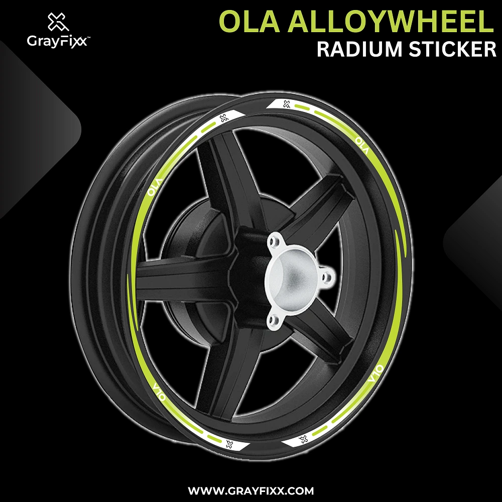 Alloy Wheel Radium Sticker for OLA | Made in Premium Radium with FPF (Fade Protection Film), Precut Sticker, Waterproof, Pack of 1